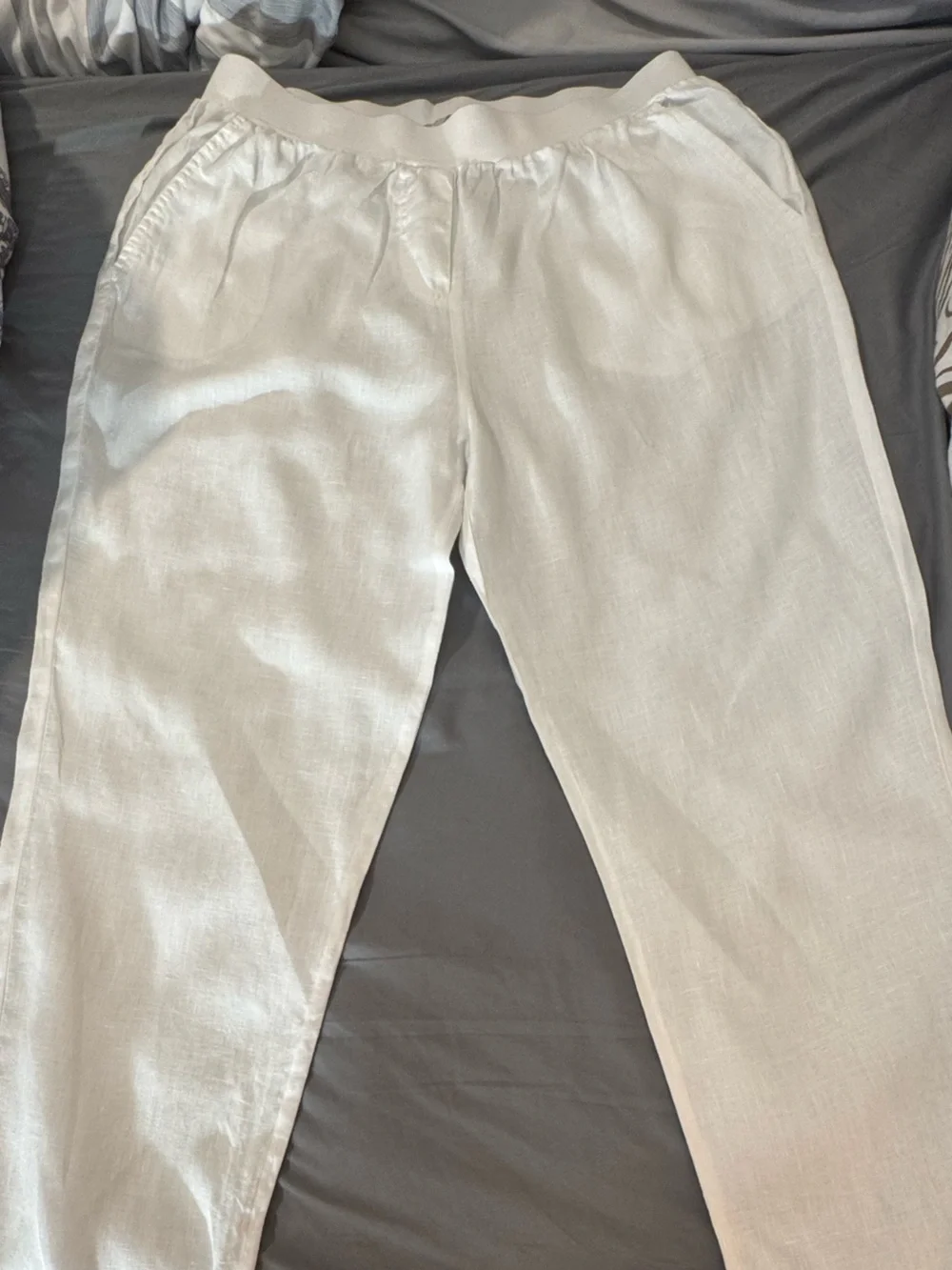 ROSSO35 White Linen Blend Pull-On Pants Made in Italy Size 44 (US Size 8)
